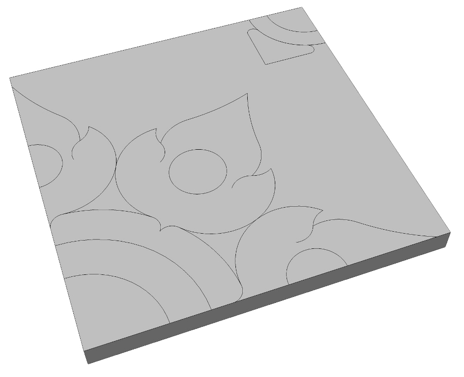 ศิลาเหลี่ยม ลายไทย-สัตตบงกช ขนาด 50x50x6 ซม. สีเทา